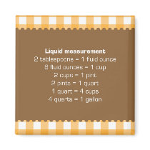 Orange gingham liquid measure chart kitchen helper magnets
