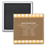 Orange gingham liquid measure chart kitchen helper fridge magnet