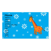 Orange giraffe blue and white snowflakes business card templates