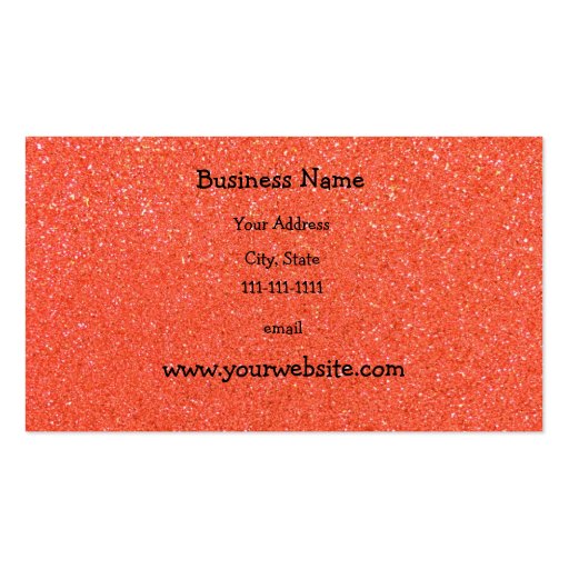 Orange glitter business card (front side)