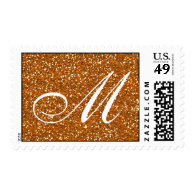 Orange Glitter  Custom Monogram Stamps