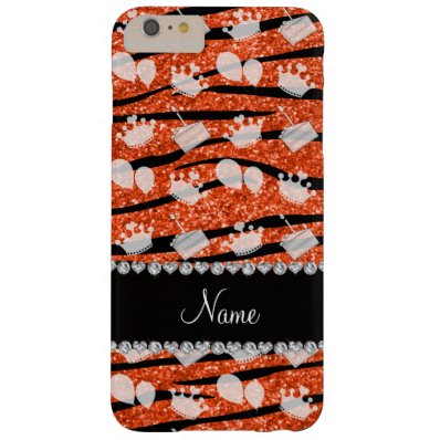 Orange glitter zebra stripes birthday cake balloon barely there iPhone 6 plus case