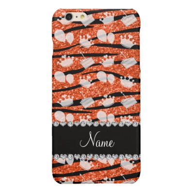 Orange glitter zebra stripes birthday cake balloon glossy iPhone 6 plus case