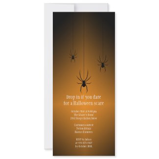 Orange glow black spider Halloween invitation card invitation