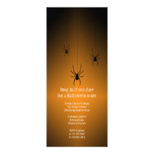 Orange glow black spider Halloween invitation card