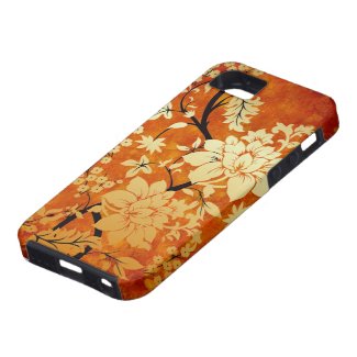 Orange , Gold & Black Floral Oriental style iPhone 5 Case