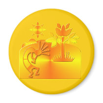 Orange & Gold Kokopelli Fridge Magnet