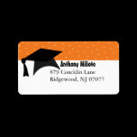 Orange Graduation Cap Label labels