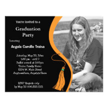 Orange Graduation Horizontal Photo Invitation