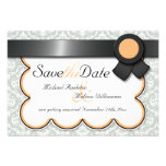 Orange & Gray Damask Save the Date Announcements