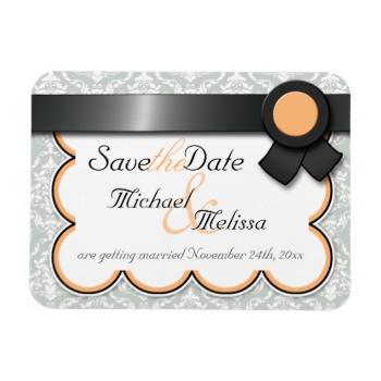 Orange Gray Damask Wedding Reply RSVP Cards Orange Gray Damask Wedding Reply RSVP Cards