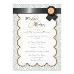 Orange & Gray Damask Wedding Invitations