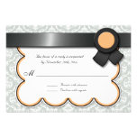 Orange & Gray Damask Wedding Reply / RSVP Cards Invitation