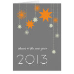 Orange gray modern star fireworks corporate logo card