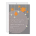 Orange gray modern star fireworks sparkle ball invitation