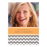 Orange Gray Photo 16th Birthday Party Invitations