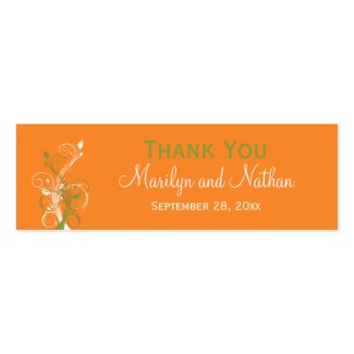 Orange, Green, and White Floral Favor Tag
