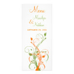 Orange, Green, and White Floral Menu Card Rack Card Design