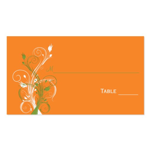 Orange, Green, and White Floral Place Cards Business Card (front side)