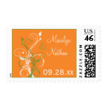 Orange, Green, and White Floral Wedding Postage