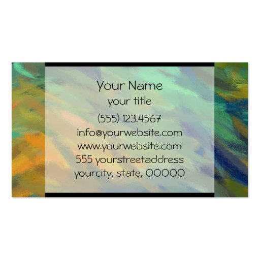 Orange Green Blue Abstract Art Painting Business Cards (back side)