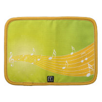 Orange Green Cool Music Notes Folio Planner