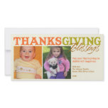 Orange green custom photos Thanksgiving blessings photo cards