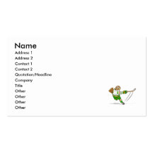 Orange Green Hockey Owl Business Card