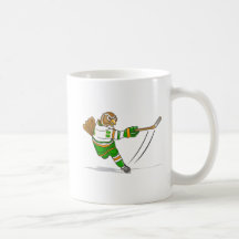 Orange Green Hockey Owl Coffee Mug