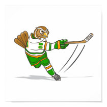 Orange Green Hockey Owl posters