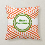 Orange Green Pattern Merry Christmas Throw Pillow