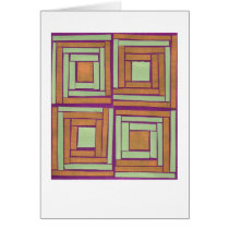 Orange green squares design greeting cards