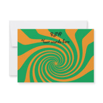 Orange green swirl custom invite