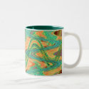 orange green waves mugs