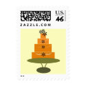 Orange Green Wedding Cake Postage Stamp
