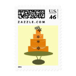 Orange Green Wedding Cake Postage Stamp