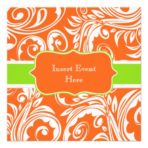 Orange green white engagement wedding invites