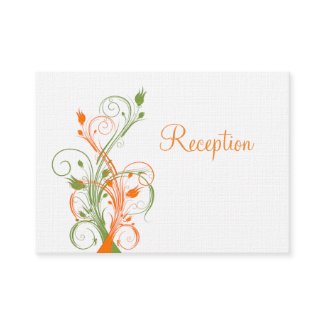 Orange Green White Floral Reception Enclosure Card