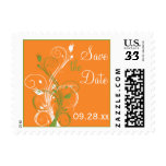 Orange Green White Floral Save The Date Postage