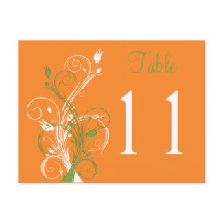 Orange Green White Floral Table Number Postcard