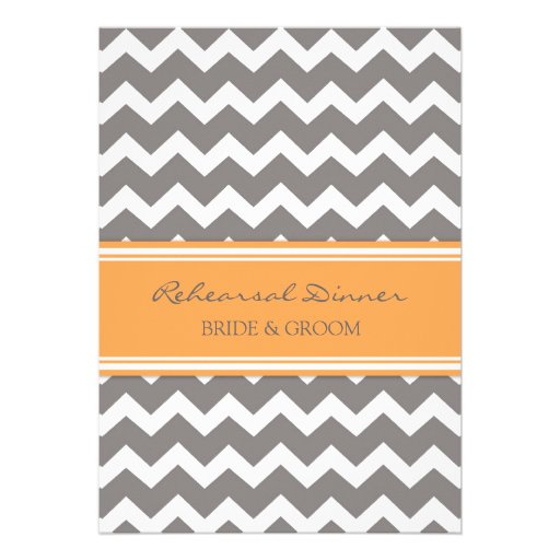 Orange Grey Chevron Rehearsal Dinner Party Personalized Invitation