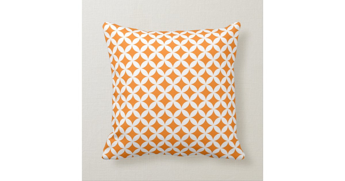 Orange Grey Circles Monogram Decorative Pillow Zazzle