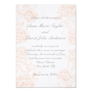 Orange Grey Floral Vintage Wedding Invitation 4.5