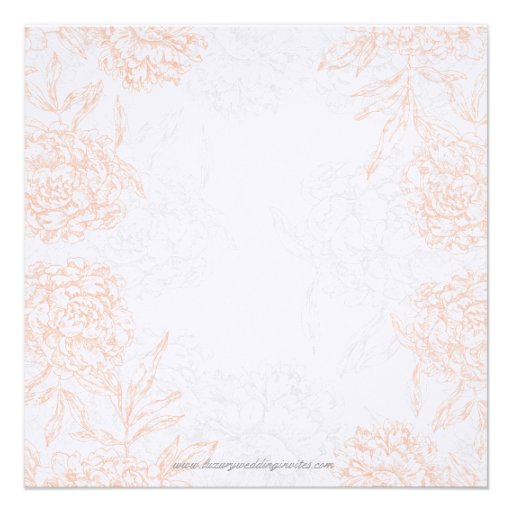 Orange Grey Floral Vintage Wedding Menu Invites