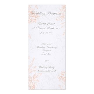 Orange Grey Floral Vintage Wedding Program Invitation