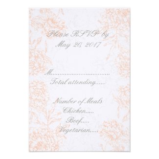 Orange Grey Floral Vintage Wedding RSVP Cards