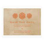 Orange Grunge D20 Dice Save the Date Postcard