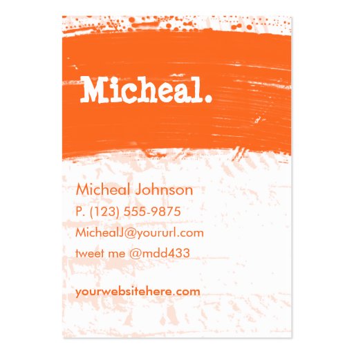 Orange Grunge Personal QR Large Business Card