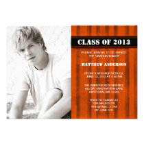Orange Grunge Stripe Photo Graduation Announcement invitations
