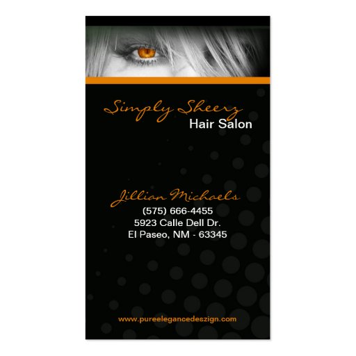 Orange Hair Salon Beauty Shop Boutiq Business Card